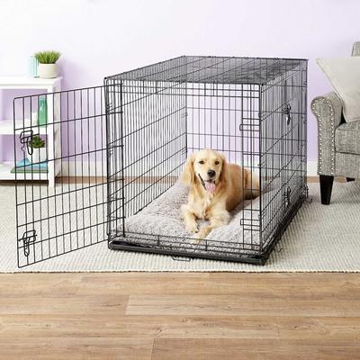 Show full view: MidWest iCrate Fold & Carry Single Door Collapsible Wire Crate, 48 inch + Quiet Time Ombre Swirl Dog Crate Mat, Grey, 48-in slide 9 of 10