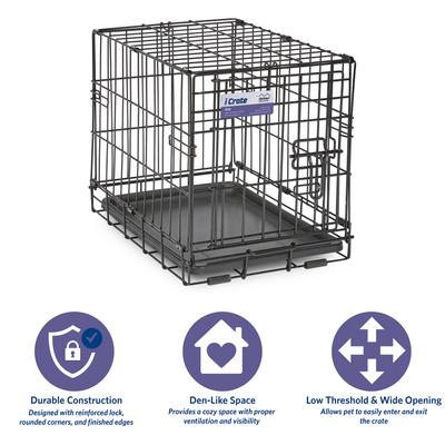 Show full view: MidWest iCrate Fold & Carry Single Door Collapsible Wire Dog Crate, 18 inch slide 6 of 12