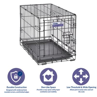 Show full view: MidWest iCrate Fold & Carry Single Door Collapsible Wire Dog Crate, 22 inch slide 6 of 12