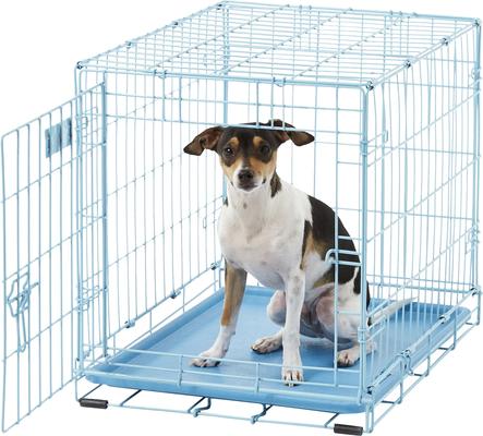 Show full view: MidWest iCrate Single Door Collapsible Wire Dog Crate, Blue, 24 inch slide 4 of 12