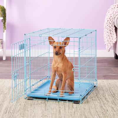 Show full view: MidWest iCrate Single Door Collapsible Wire Dog Crate, Blue, 24 inch slide 5 of 12