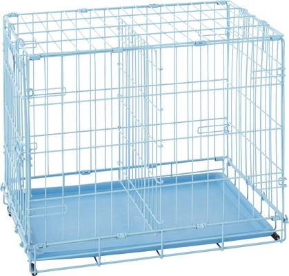 Show full view: MidWest iCrate Single Door Collapsible Wire Dog Crate, Blue, 24 inch slide 9 of 12