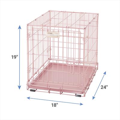 Show full view: MidWest iCrate Single Door Collapsible Wire Dog Crate, Pink, 24 inch slide 3 of 12