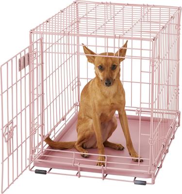 Show full view: MidWest iCrate Single Door Collapsible Wire Dog Crate, Pink, 24 inch slide 4 of 12