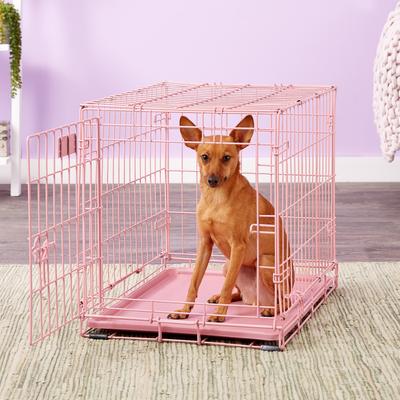Show full view: MidWest iCrate Single Door Collapsible Wire Dog Crate, Pink, 24 inch slide 5 of 12