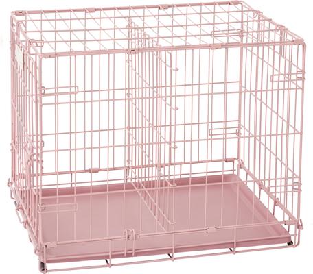 Show full view: MidWest iCrate Single Door Collapsible Wire Dog Crate, Pink, 24 inch slide 9 of 12