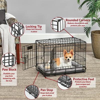 Show full view: MidWest LifeStages Double Door Collapsible Wire Dog Crate, 22 inch slide 2 of 11