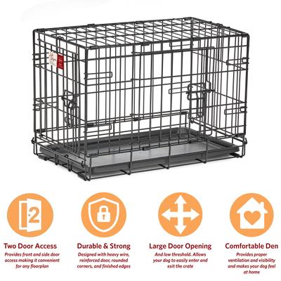 Show full view: MidWest LifeStages Double Door Collapsible Wire Dog Crate, 22 inch slide 6 of 11