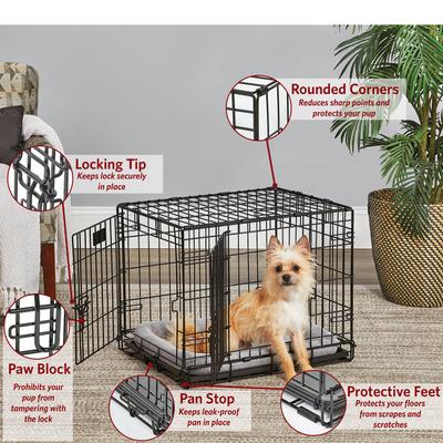 Show full view: MidWest LifeStages Double Door Collapsible Wire Dog Crate, 24 inch slide 3 of 13