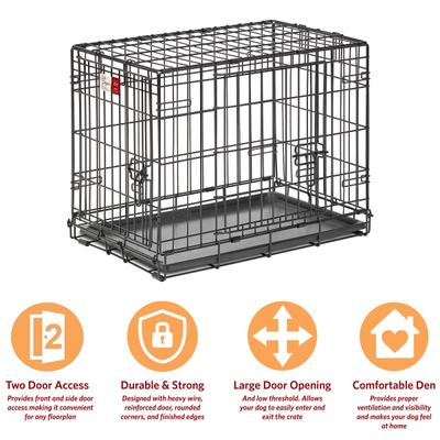 Show full view: MidWest LifeStages Double Door Collapsible Wire Dog Crate, 24 inch slide 8 of 13