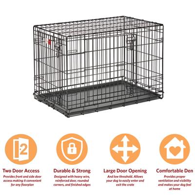 Show full view: MidWest LifeStages Double Door Collapsible Wire Dog Crate, 36 inch slide 7 of 12