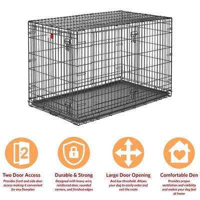 Show full view: MidWest LifeStages Double Door Collapsible Wire Dog Crate, 48 inch slide 4 of 13