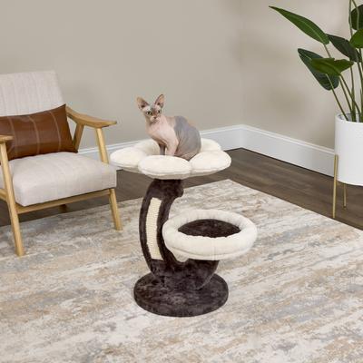 Show full view: MidWest Lily Flower 25.48-in Faux-Fur Cat Tree, Brown/Tan slide 4 of 7