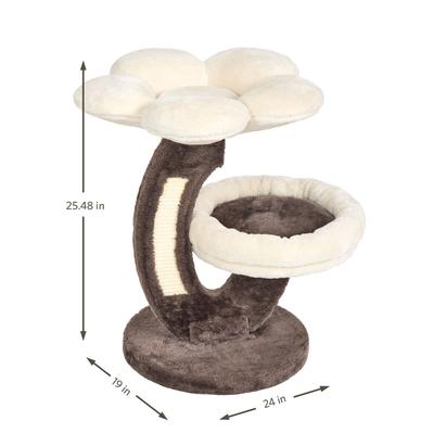 Show full view: MidWest Lily Flower 25.48-in Faux-Fur Cat Tree, Brown/Tan slide 6 of 7