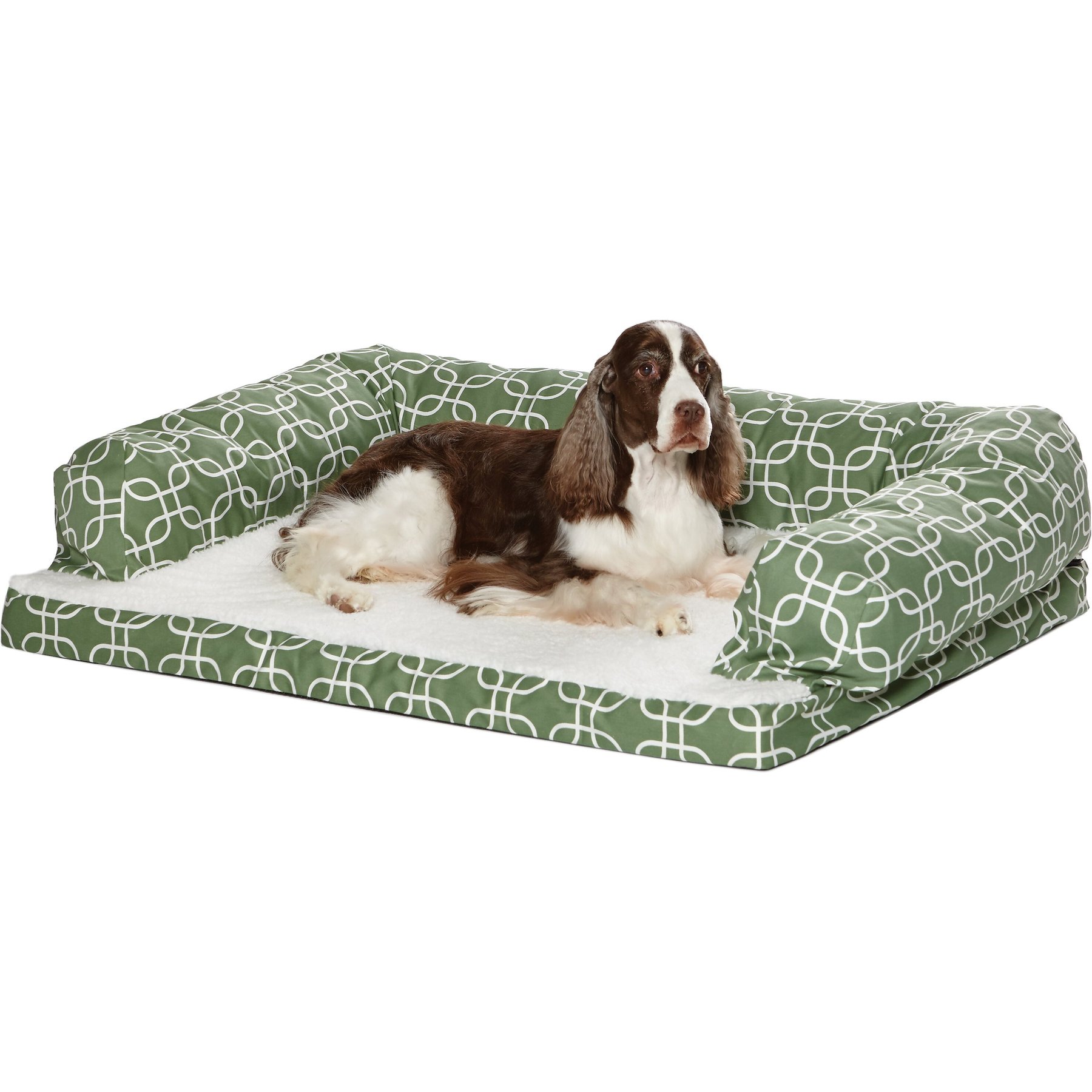 MidWest Orthopedic Bolster Dog Bed with Removable Cover, Green, Large