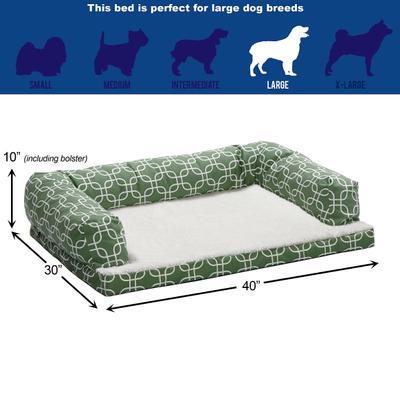 Show full view: MidWest Orthopedic Bolster Dog Bed with Removable Cover, Green, Large slide 2 of 5