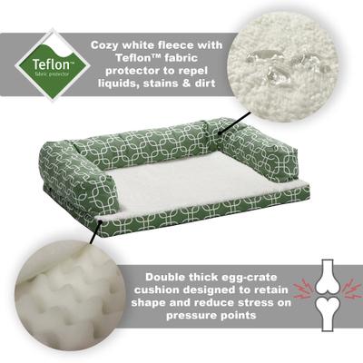 Show full view: MidWest Orthopedic Bolster Dog Bed with Removable Cover, Green, Large slide 3 of 5