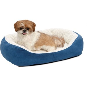 MidWest Overstuffed Micro-Terry Cuddle Dog & Cat Bed, Blue, Medium