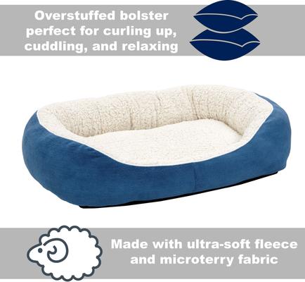 Show full view: MidWest Overstuffed Micro-Terry Cuddle Dog & Cat Bed, Blue, Medium slide 2 of 5