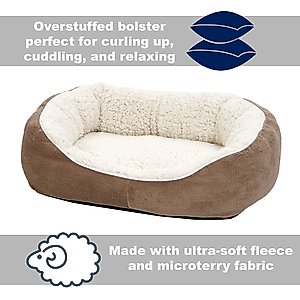 MidWest Overstuffed Micro-Terry Cuddle Dog & Cat Bed, Taupe, Small