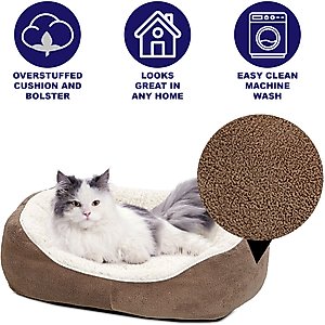 MidWest Overstuffed Micro-Terry Cuddle Dog & Cat Bed, Taupe, Small