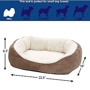 MidWest Overstuffed Micro-Terry Cuddle Dog & Cat Bed, Taupe, Small