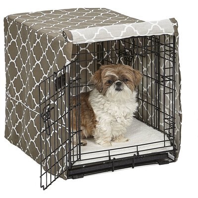 MidWest MidWest Quiet Time Crate Cover, Brown Geometric, 24-in