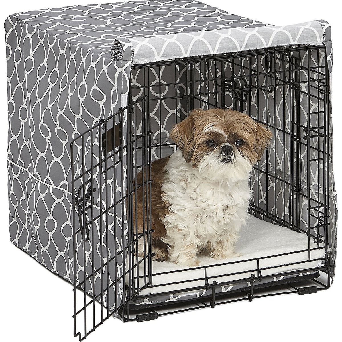 MidWest Quiet Time Crate Cover, Gray Geometric, 24-in