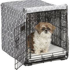 MidWest Quiet Time Crate Cover, Gray Geometric, 24-in