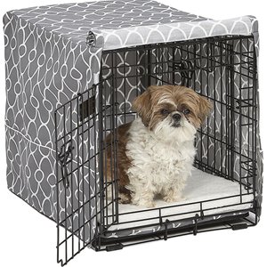 MidWest Quiet Time Crate Cover, Gray Geometric, 24-in