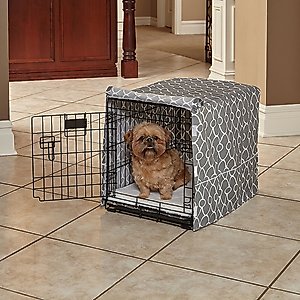 MidWest Quiet Time Crate Cover, Gray Geometric, 24-in
