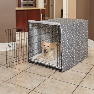MidWest Quiet Time Crate Cover, Gray Geometric, 42-in
