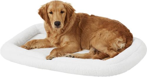 Show full view: MidWest Quiet Time Deluxe Fleece Double Bolster Dog Crate Mat, 30-in slide 4 of 9