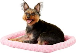 MidWest Quiet Time Fashion Plush Bolster Dog Crate Mat, Pink, 24-in slide 2 of 6