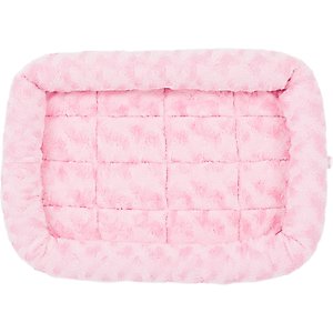 MidWest Quiet Time Fashion Plush Bolster Dog Crate Mat, Pink, 24-in