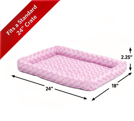 Show full view: MidWest Quiet Time Fashion Plush Bolster Dog Crate Mat, Pink, 24-in slide 6 of 8