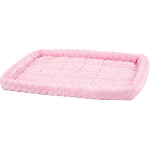 MidWest Quiet Time Fashion Plush Bolster Dog Crate Mat, Pink, 30-in