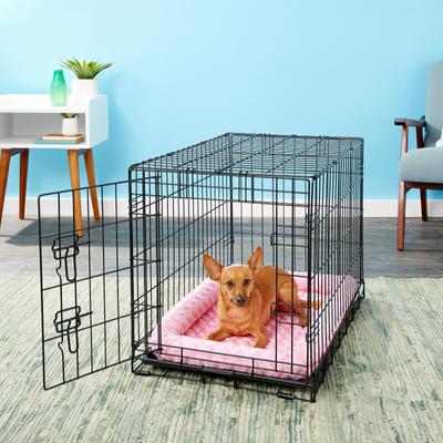 Show full view: MidWest Quiet Time Fashion Plush Bolster Dog Crate Mat, Pink, 30-in slide 3 of 8