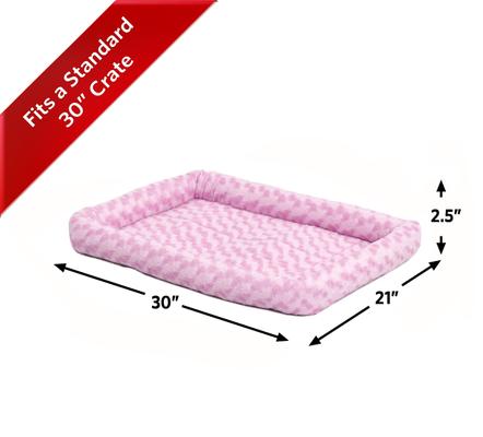 Show full view: MidWest Quiet Time Fashion Plush Bolster Dog Crate Mat, Pink, 30-in slide 6 of 8
