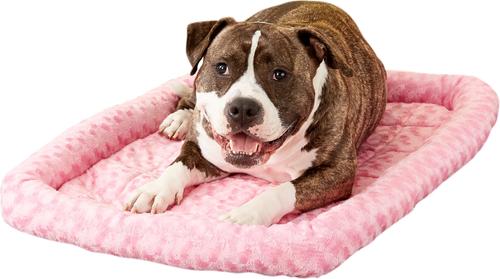 Show full view: MidWest Quiet Time Fashion Plush Bolster Dog Crate Mat, Pink, 36-in slide 2 of 8