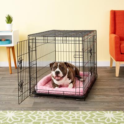 Show full view: MidWest Quiet Time Fashion Plush Bolster Dog Crate Mat, Pink, 36-in slide 3 of 8