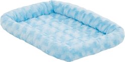 MidWest Quiet Time Fashion Plush Bolster Dog Crate Mat, Powder Blue, 18-in