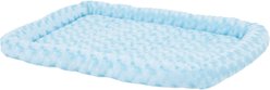 MidWest Quiet Time Fashion Plush Bolster Dog Crate Mat, Powder Blue, 30-in