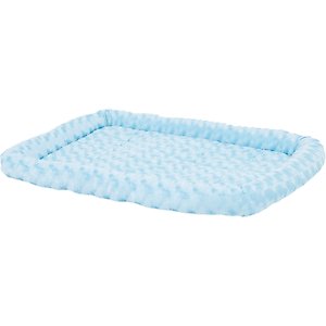 MidWest Quiet Time Fashion Plush Bolster Dog Crate Mat, Powder Blue, 30-in