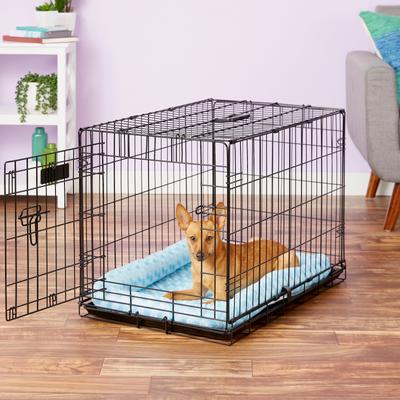 Show full view: MidWest Quiet Time Fashion Plush Bolster Dog Crate Mat, Powder Blue, 30-in slide 3 of 7