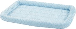 MidWest Quiet Time Fashion Plush Bolster Dog Crate Mat, Powder Blue, 36-in