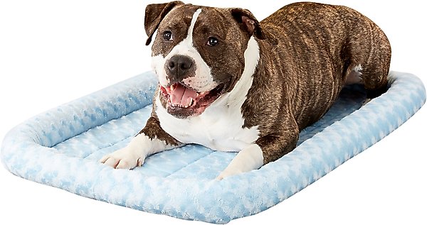 Show full view: MidWest Quiet Time Fashion Plush Bolster Dog Crate Mat, Powder Blue, 36-in slide 2 of 7
