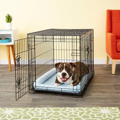 Show full view: MidWest Quiet Time Fashion Plush Bolster Dog Crate Mat, Powder Blue, 36-in slide 4 of 8