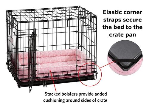 Show full view: MidWest Quiet Time Fashion Plush Double Bolster Dog Crate Mat, 22-in slide 4 of 7