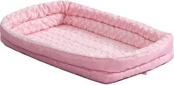 MidWest Quiet Time Fashion Plush Double Bolster Dog Crate Mat, Pink, 24-in